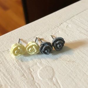 2 Pairs of Rose Earrings